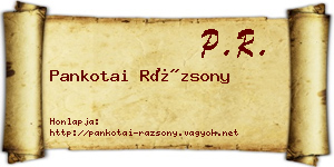 Pankotai Rázsony névjegykártya